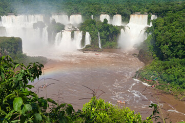 Fototapeta na wymiar Iguazu/Iguaçu falls viewed from the Brazilian side, Misiones Province, Argentina, South America, Unesco World Heritage Site.