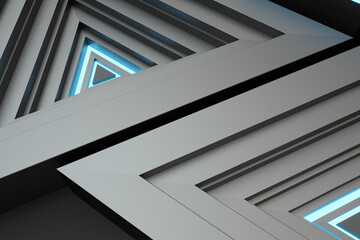 Polished triangle metal frame, 3d rendering.