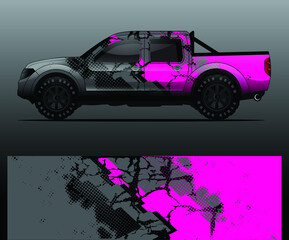 truck and vehicle Graphic vector. Racing background for vinyl wrap and decal