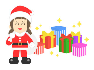 女の子のサンタクロースのイラスト