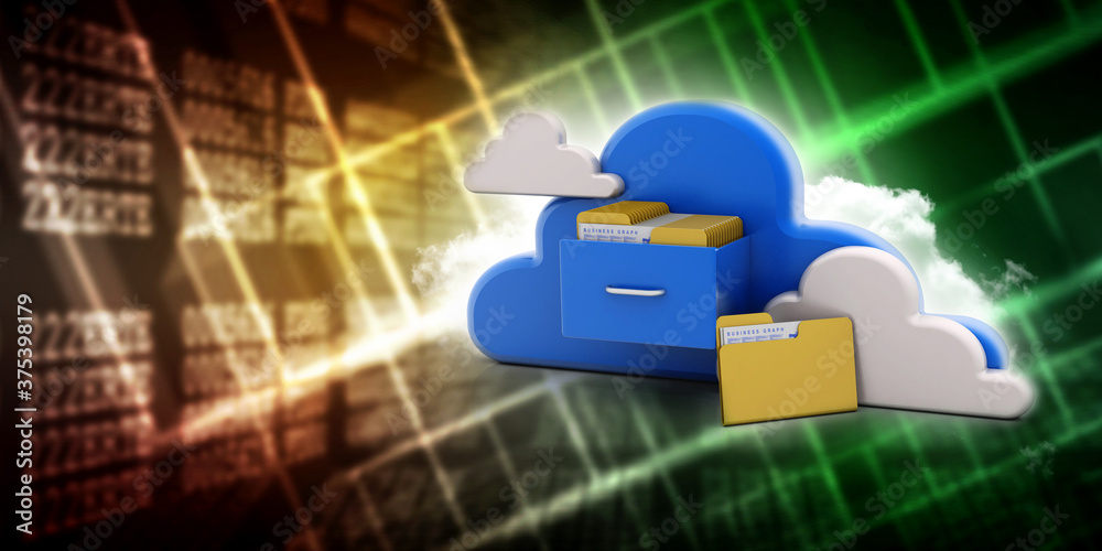 Poster 3d rendering folder with documents