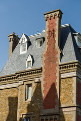 Fototapeta na wymiar detail of a chimney on a historic villa in Dinard, Brittany, France