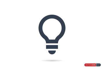 Simple Light Bulb Icon Line isolated on White Background. Flat Vector Icon Design Template Element.