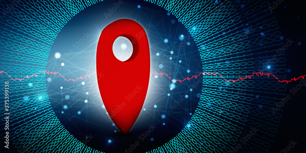 Poster 3d rendering red map pointer