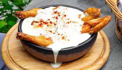 Hot Fried Chicken tobacco with herbs and sauce