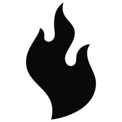 Fire flame icon. Black icon isolated on white background. Fire flame silhouette. Simple icon. Vector illustration.