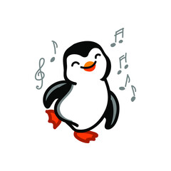 dancing penquin on the white background