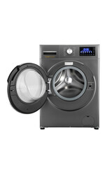 Obraz premium gray washing machine isolated on white background.open door