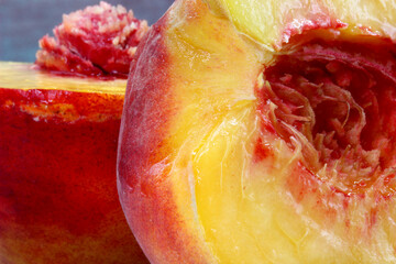 close-up organic fresh peach on background