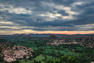 rocky mountain sunrise with dramatic sky at morning flat angle shot