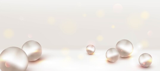 Abstract background with white 3d sphere.Concepts for birthday invitation, social networks, promotional sales.Horizontal banner.