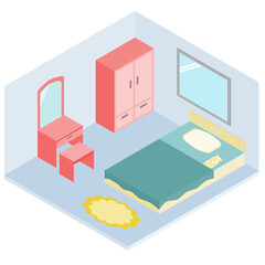 3D illustration of bedroom