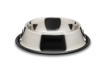 Metal dog bowl empty isolate