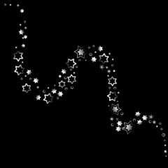  pattern of simple vector outline bright  stars on black background. For wrapping paper, birthday, fabric, textile, web