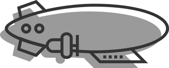 Vector Illustration of a Grey Cartoon Blimp Dirigible