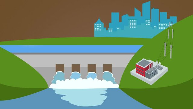 Water drains from reservoirs generating electricity