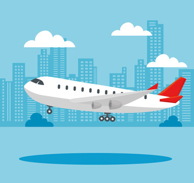 modern airliner, large commercial passenger aircraft vector illustration design