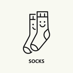 Socks flat line icon. Vector illustration.