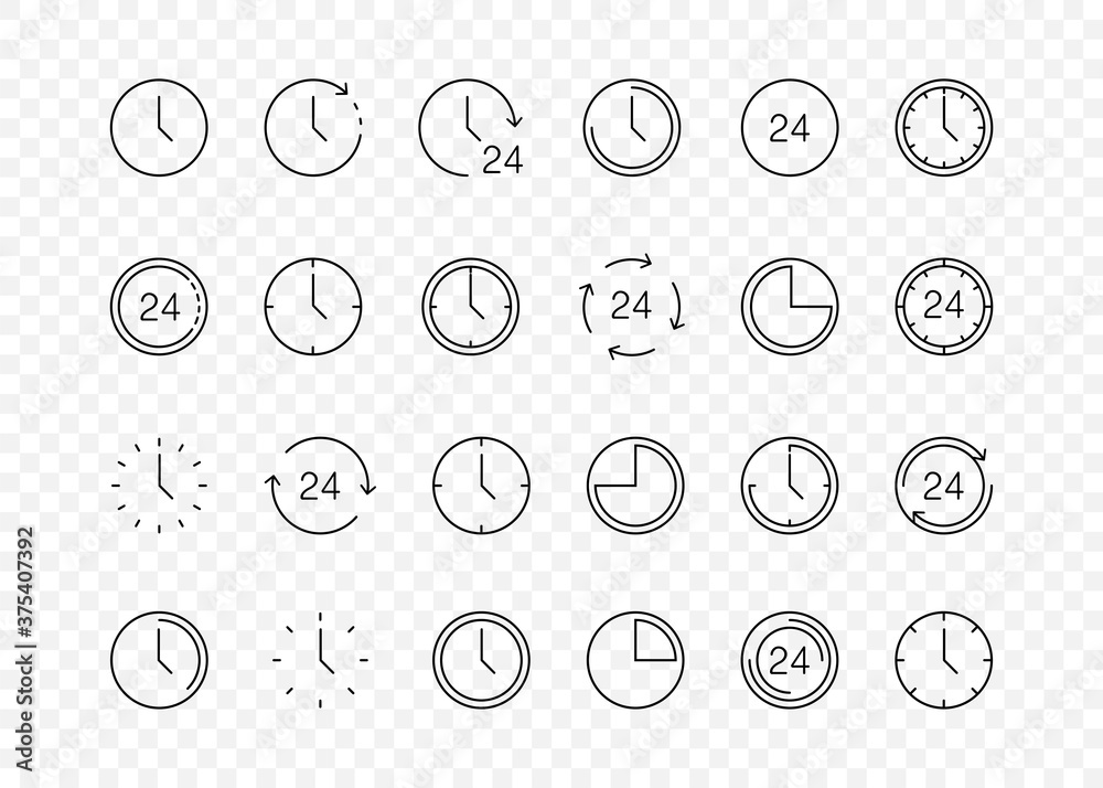 Wall mural time icons. clock collection. time and clock vector collection. big set of a round line icons. time 