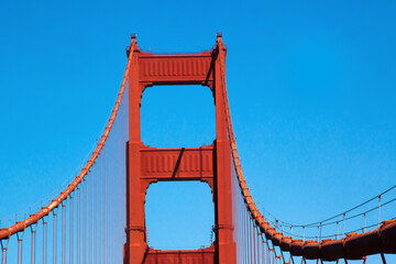 Golden Gate Bridge against a blue sky