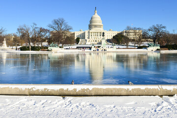 United States Capitol Building in snow - Washington D.C. during wintertime - Washington D.C. United...