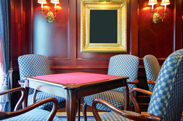 Games or Card room onboard luxury cruiseship or cruise ship liner