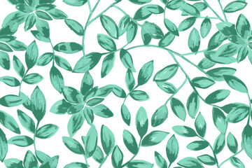 Floral mint green seamless vector pattern