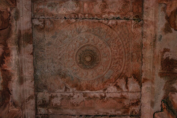 vithala temple hampi ruins interior antique stone art from unique angle