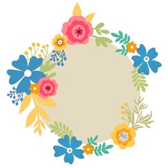 Print Set of Heart flowers frame, vector illustration