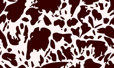 Seamless pattern with cow felt print on white backgound. Splash effect of paint, crackle, cracked paint. Stock illustration for web, print, background, wallpaper, textile, wrapping paper, scripbooking