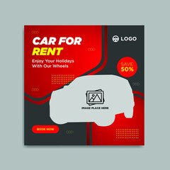 car rental social media post banner template design