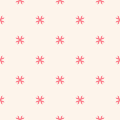 Vector geometric floral pattern. Minimal seamless texture. Abstract ornament with small flower shapes, crosses. Elegant red and white background. Repeat design for decor, wallpaper, textile, fabric