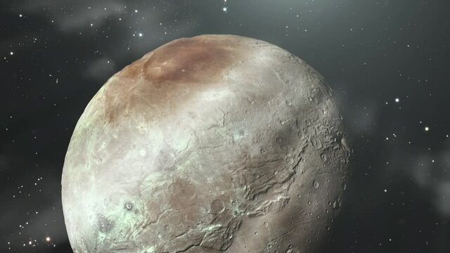 Approaching Charon, Moon of the dwarf Planet Pluto. Elements of this Image furnished by NASA.