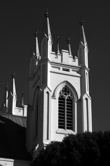 Church Bell Tower in Black and White