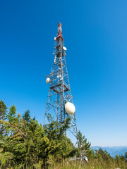 4G and 5G transmission towers, close to cities.