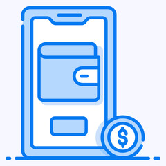
Wallet inside mobile phone depicting shopping app in vector
