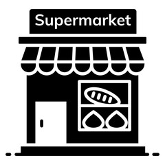 
Supermarket exterior design in icon
