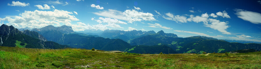 Panoramic view from Plan de Corones on a summer day, Dolomites, Unesco, Sudtirol, Trentino Alto Adige, Italy