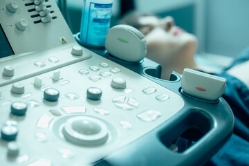 Patient ready for the ultrasound scanning in the clinic