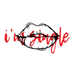 Hand drawn sexy  lips and text drawn with effect of lipstick. 