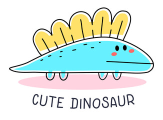 Vector illustration of happy color dinosaur stegosaurus character on white background.