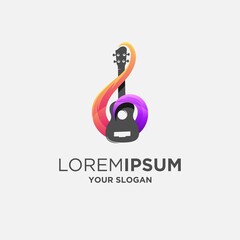 awesome guitar music logo vector