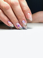 sample of nail design on female hands