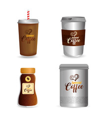 branding mockup coffee shop, corporate identity mockup, bottles and disposable of special coffee vector illustration design