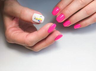 sample of nail design on female hands