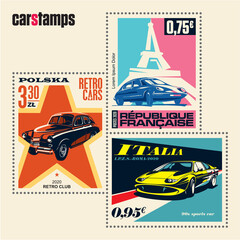 Vintage Car vector postage stamp