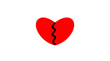 Heart broken icon. Red broken heart icon.