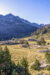 Naklejka na ściany i meble Mountain landscape near the town of Cauterets, national park Pyrenees, France