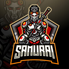 Samurai mecha esport logo mascot design