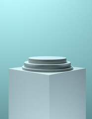 Light blue pedestal, low angle